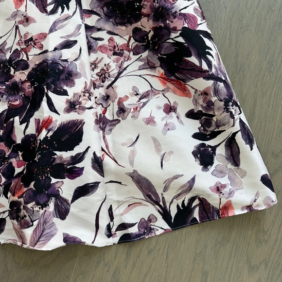 Badgley Mischka Floral Flounce Hem Ruffle Gown Maxi Dress Eggplant Multi Size 2 - Picture 9 of 13